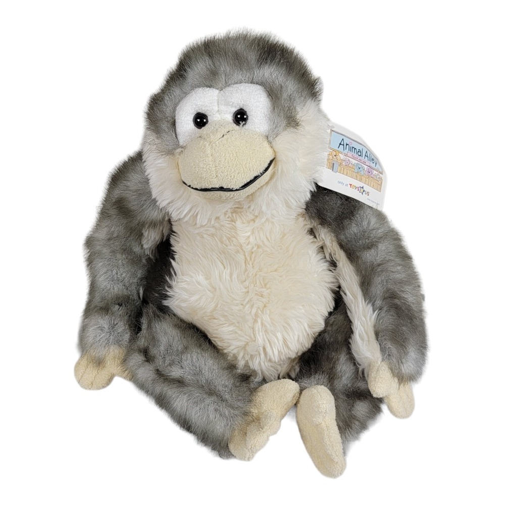 Monkey Plush Stuffed Animal Alley 12" Sitting Gray 2000 Toys R Us Soft Cuddly